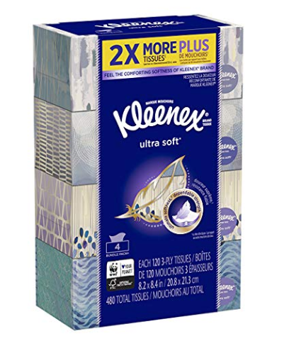 Kleenex Ultra Soft Facial Tissue Regular Rectangular Box (4)