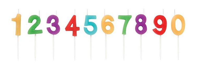 Wilton Candle Pick Set, 3-Inch, Numerals Rainbow (1) set