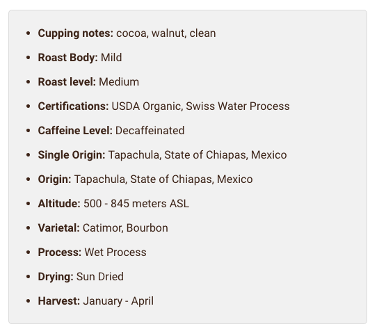 Fresh Roasted Coffee Organic Mexican Swiss Water Decaf Coffee  (1)Bag  2 LBS