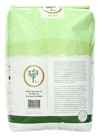 Coffee Bean Dark Brazilian Santos, Dark Roast, Whole Bean, 5 lbs