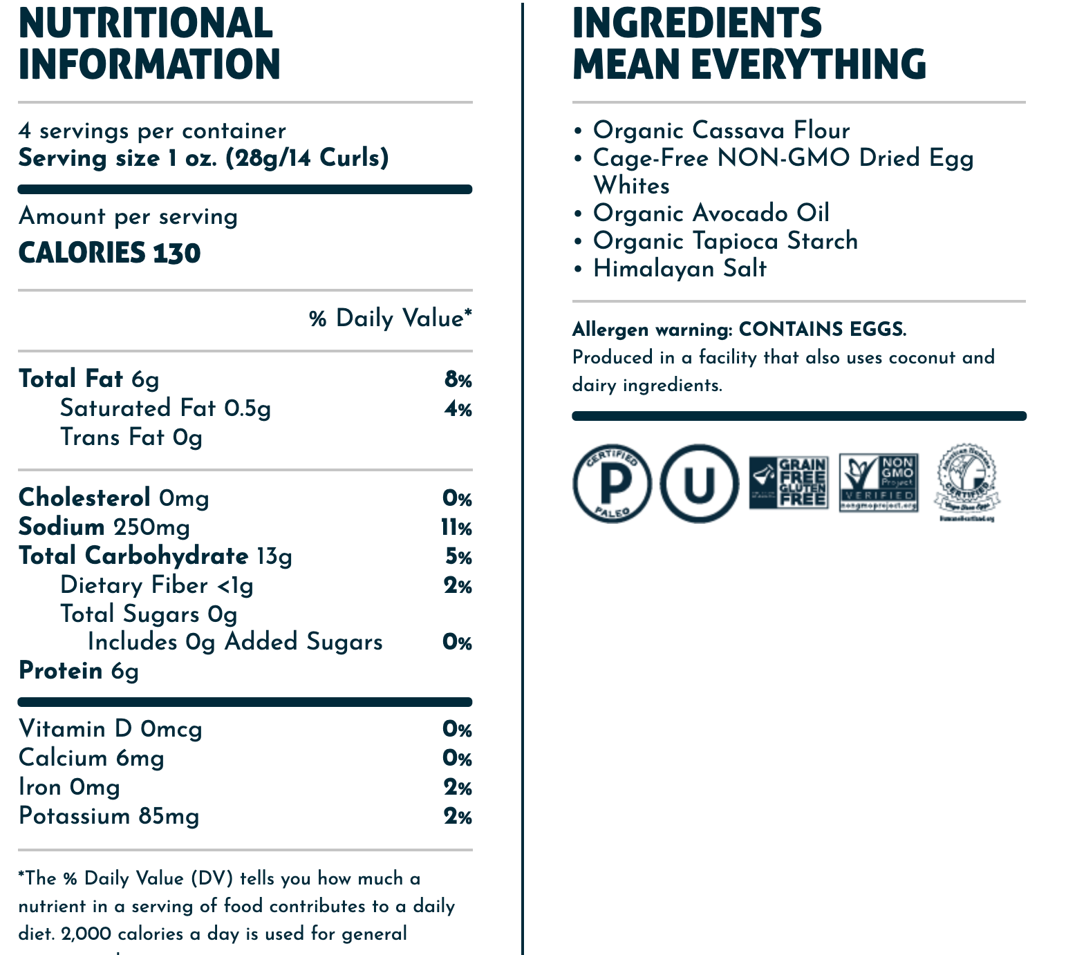 Lesser Evil Egg White Curls - Himalayan Pink Salt 24/1.5oz