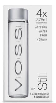 VOSS STILL Water Glass bottle Case of (6) X 4-PACK 375 ML