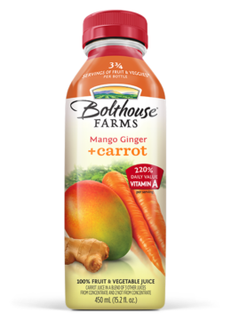 Bolthouse MANGO GINGER + CARROT  ( 450 ML) 15.2 OZ  6/case