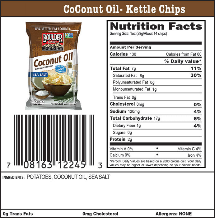 Boulder Canyon Sea Salt Coconut Oil Chips - 24/1.25 oz