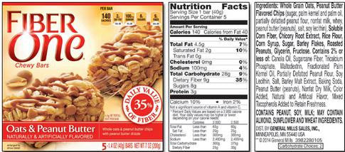 Fiber One Oats and Peanut Butter 16/1.4 oz