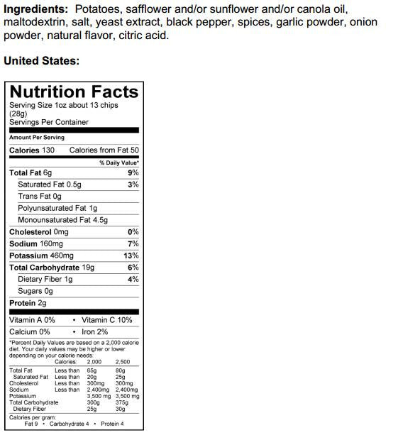 Kettle Brand Potato 40% Less Fat Salt & Fresh Ground Pepper 4/8oz bag
