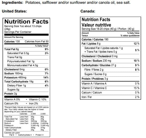 Kettle Brand Potato 40% Less Fat  Sea Salt   4/8oz bag