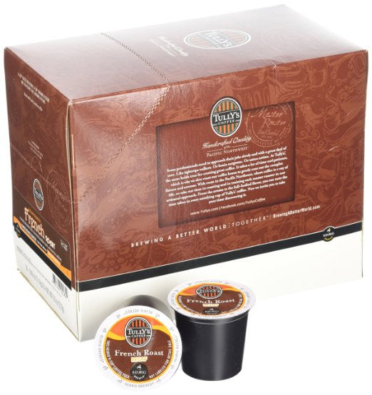Tully's Coffee Decaffeinated French Roast, Extra Bold, 24-Count K-Cup for Keurig