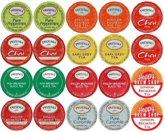 TWININGS TEA  (20) Variety Sampler Pack, Single-Serve K Cups for Keurig Brewers
